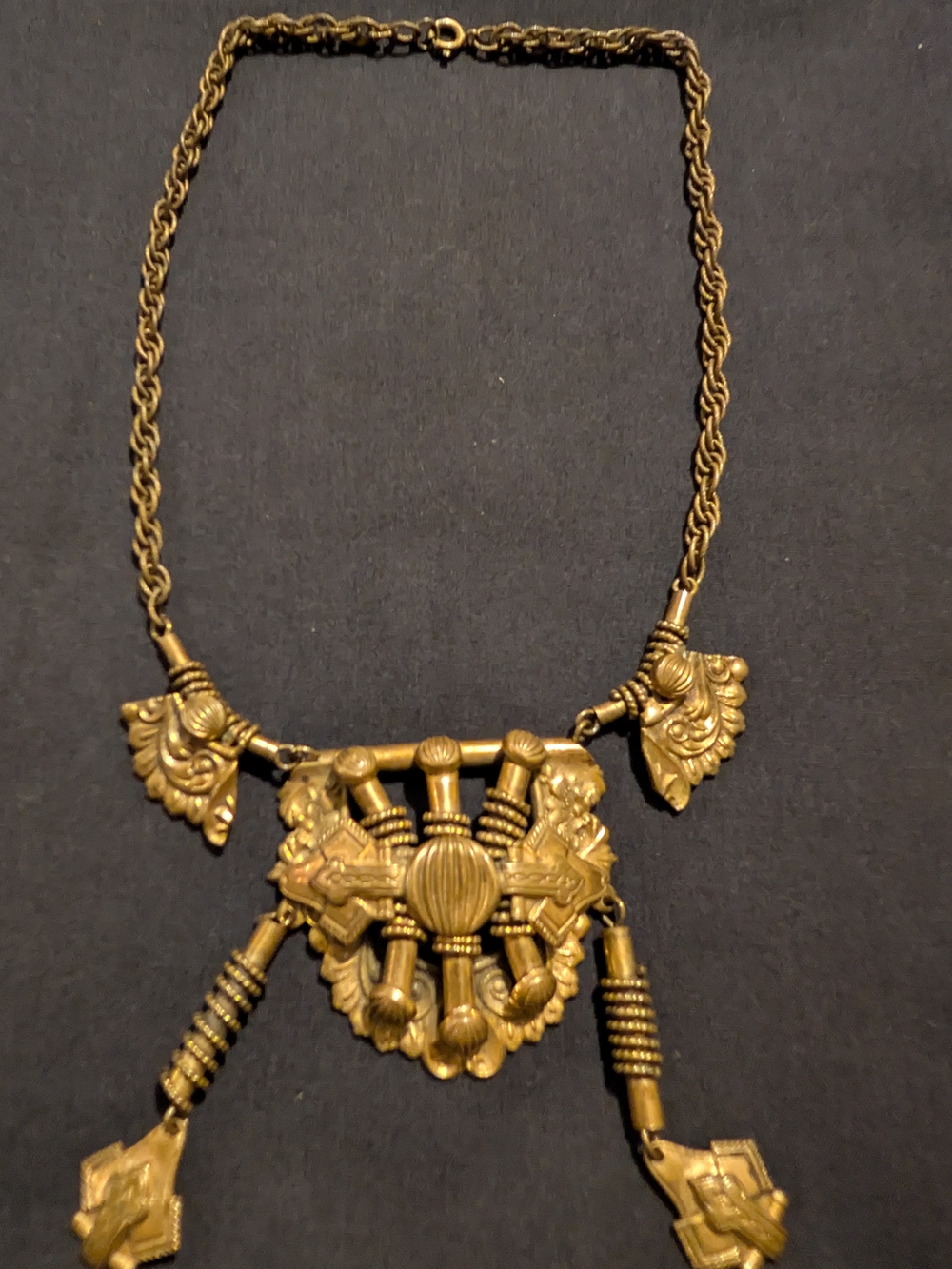 Gold-Tone Vintage Statement Pendant Necklace